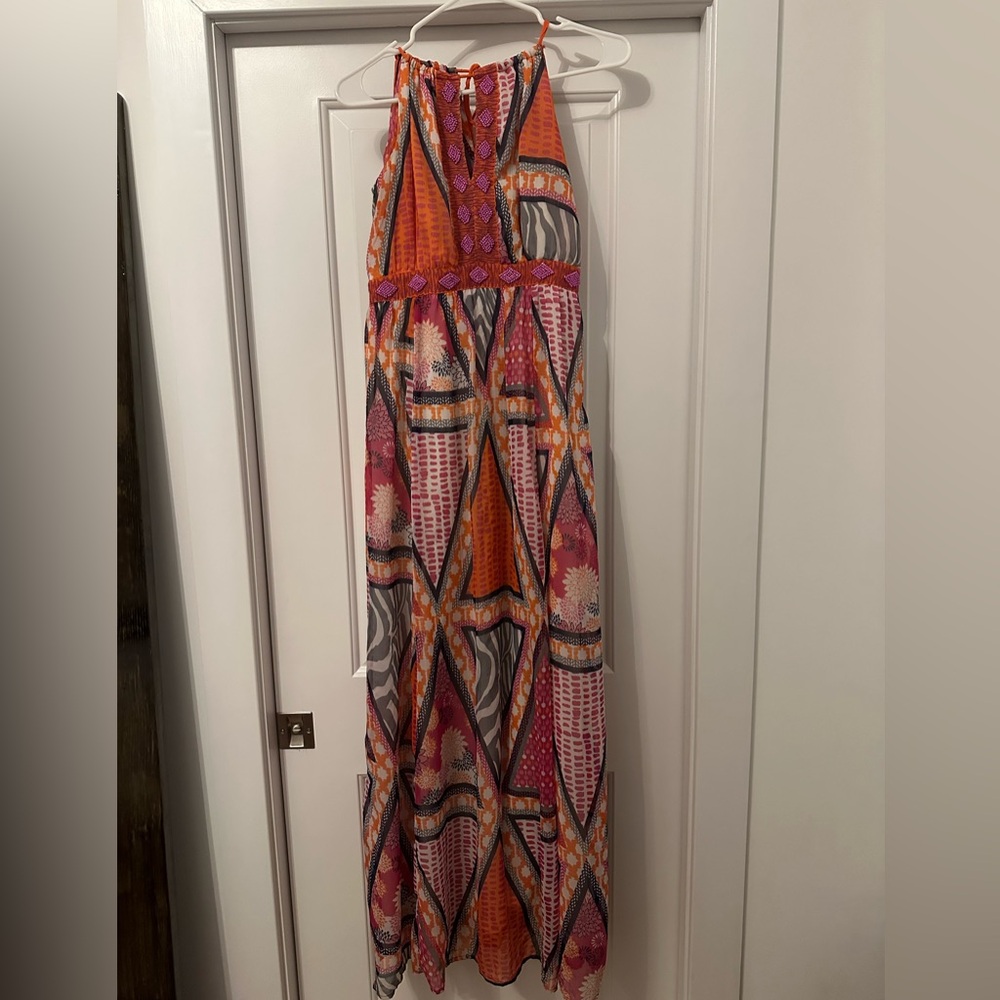 H&M Orange Red Halter Maxi Sundress
